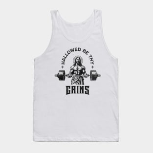 Hallowed Be Thy Gains Strong Jesus Tank Top